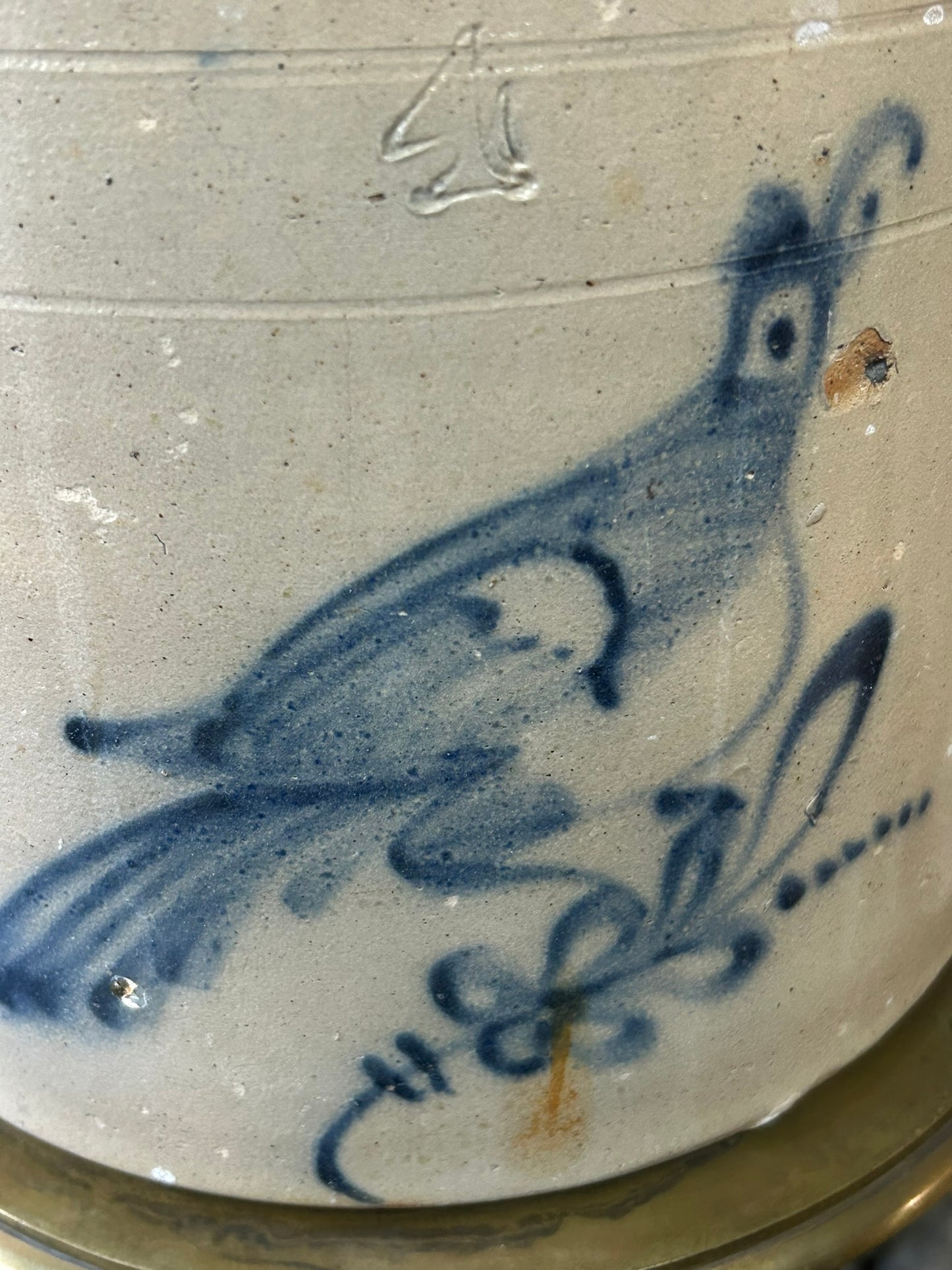 OTTMAN BROS. FORT EDWARD, NEW YORK BIRD DESIGN CROCK