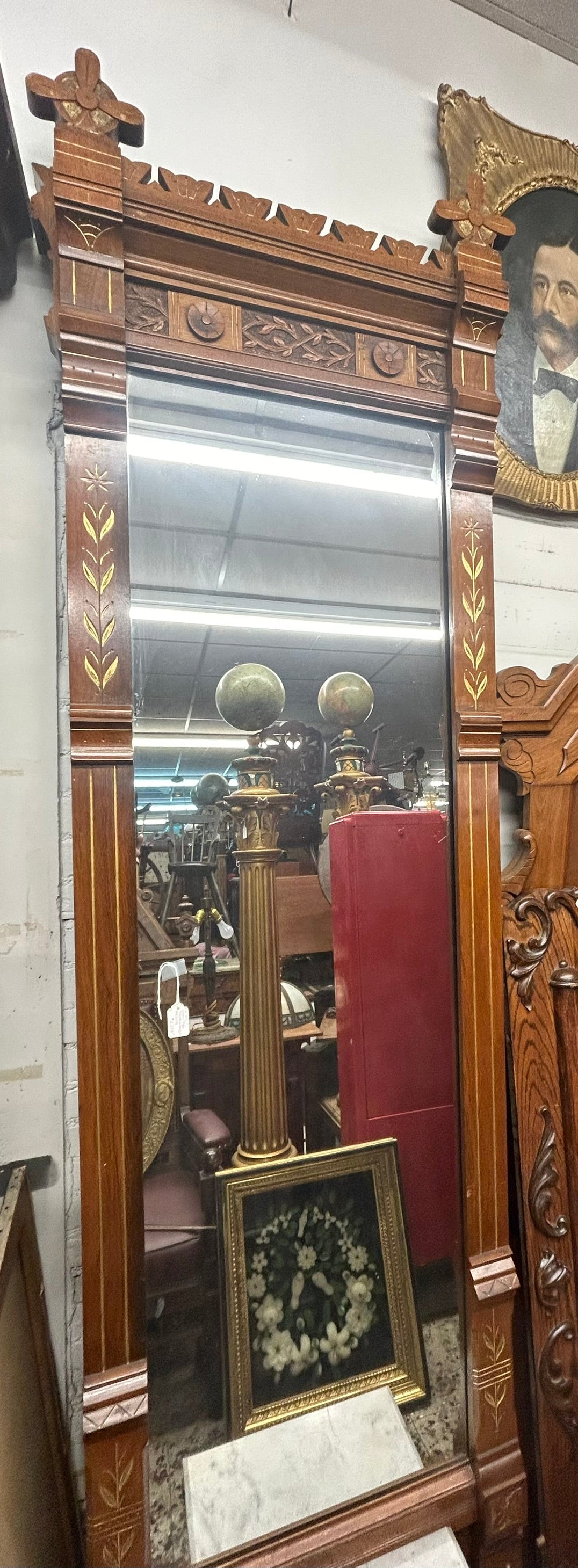 ANTIQUE WALNUT WALL PIER MIRROR