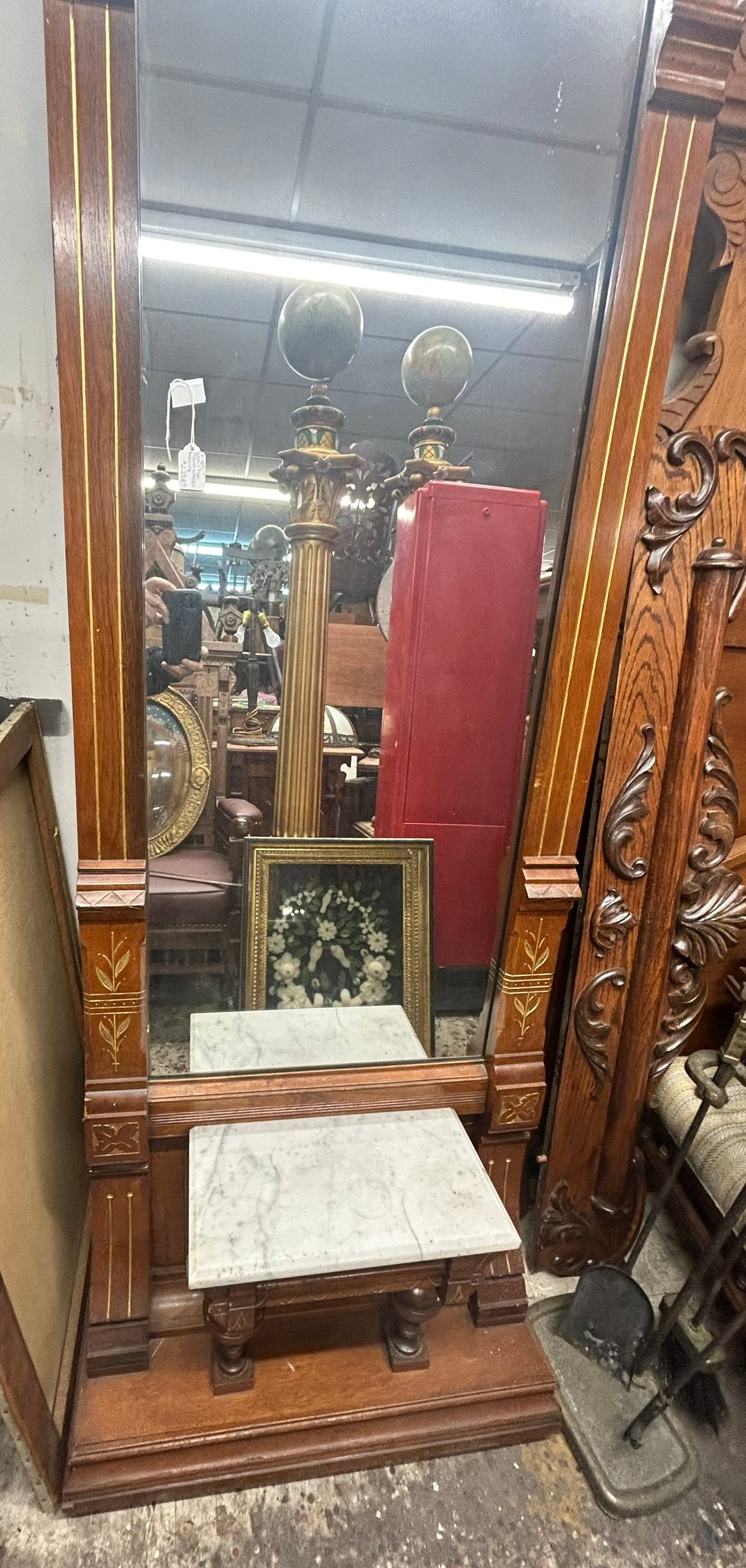 ANTIQUE WALNUT WALL PIER MIRROR