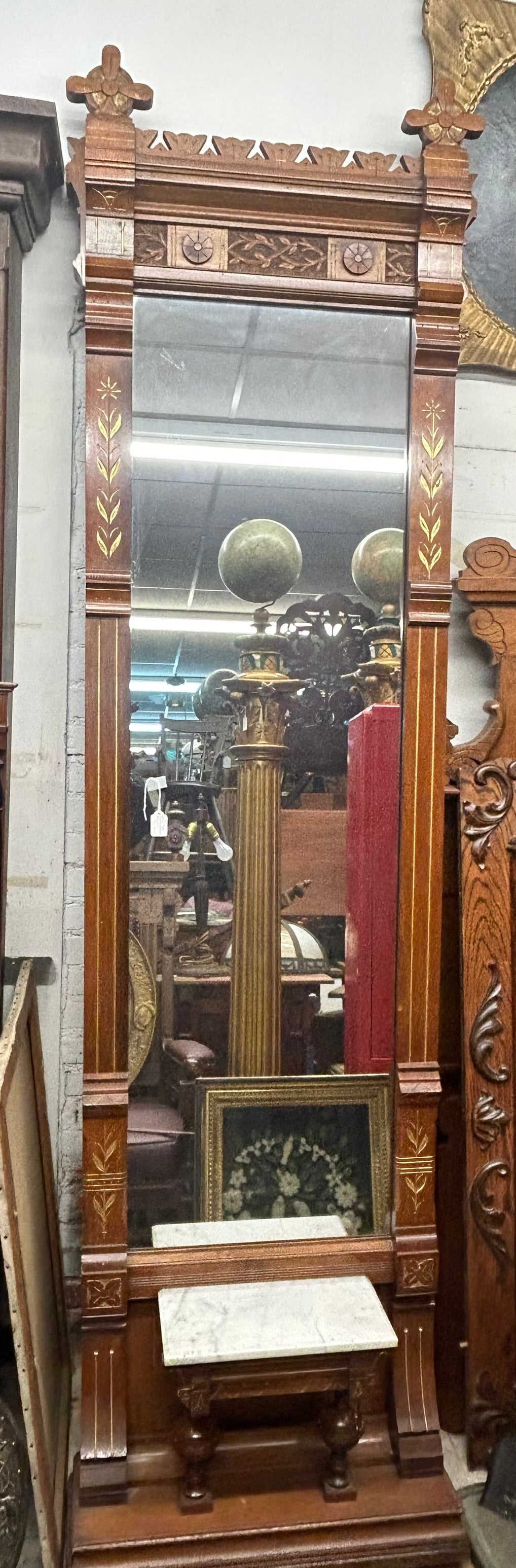 ANTIQUE WALNUT WALL PIER MIRROR