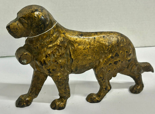 ANTIQUE CAST IRON DOORSTOP OF ST. BERNARD DOG