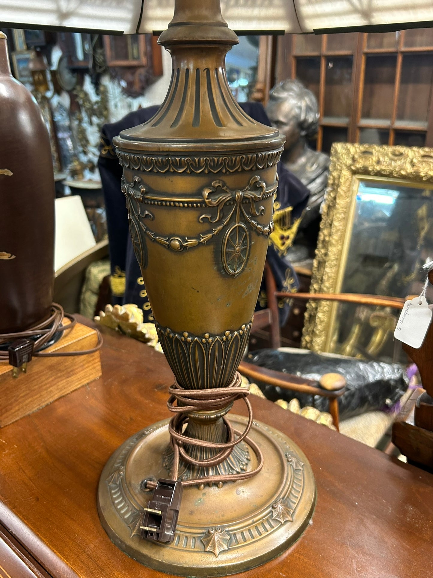 ANTIQUE SLAG SHADE LAMP