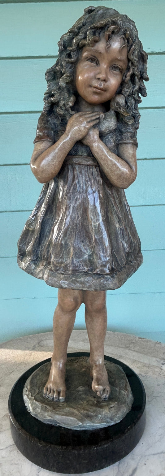 ANGELA MIA DE LA VEGA BRONZE SCULPTURE OF LITTLE GIRL