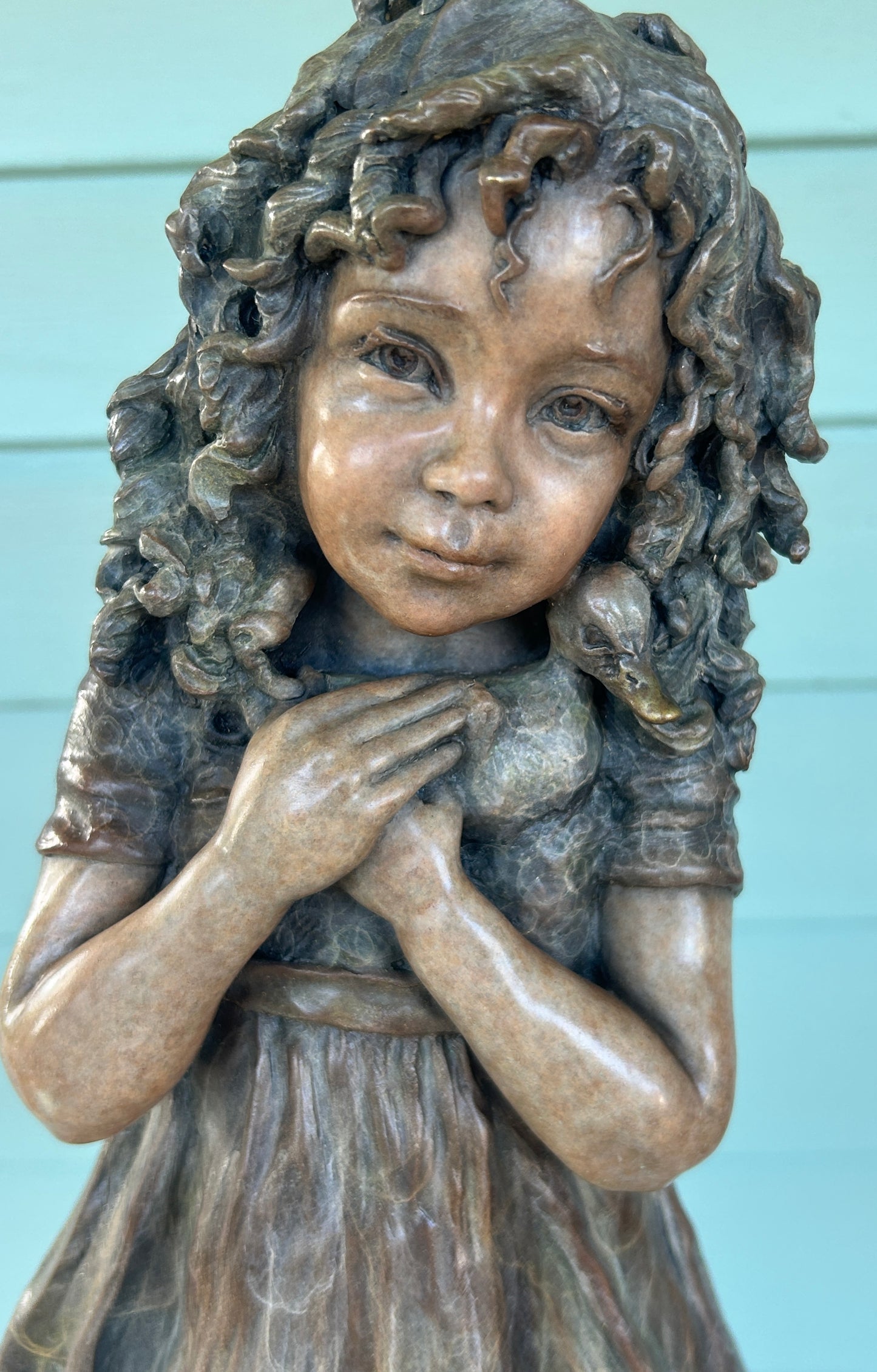 ANGELA MIA DE LA VEGA BRONZE SCULPTURE OF LITTLE GIRL