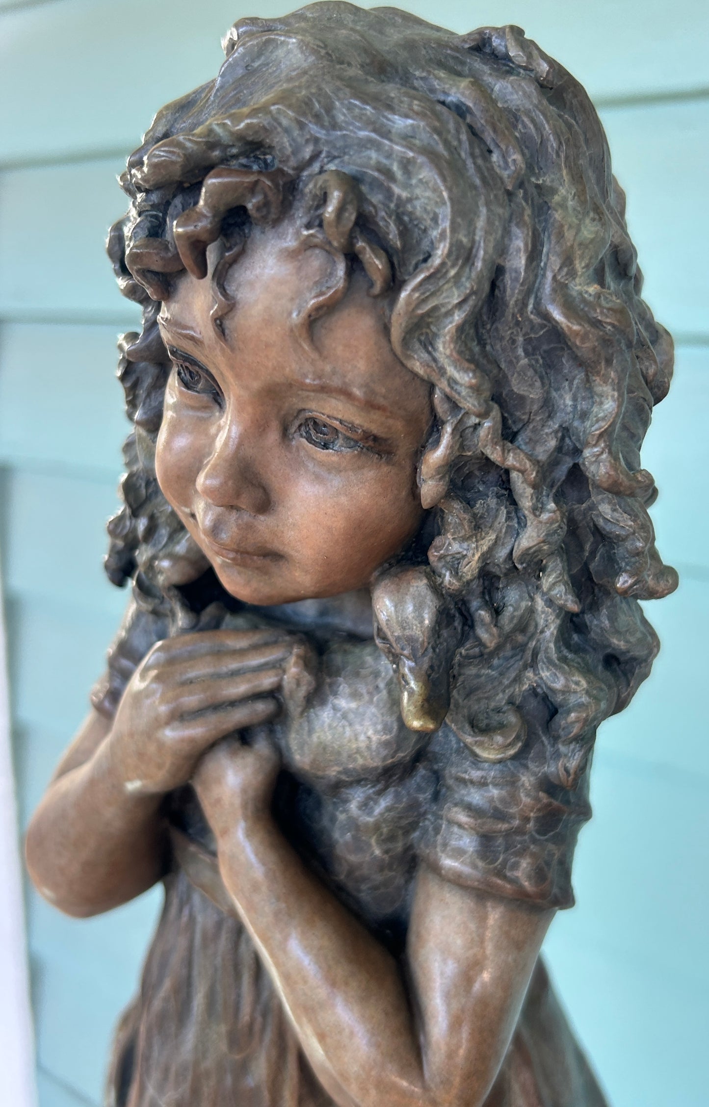 ANGELA MIA DE LA VEGA BRONZE SCULPTURE OF LITTLE GIRL