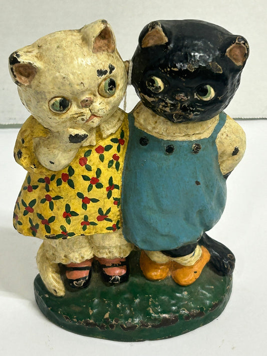 CAST IRON DOORSTOP OF TWIN KITTENS