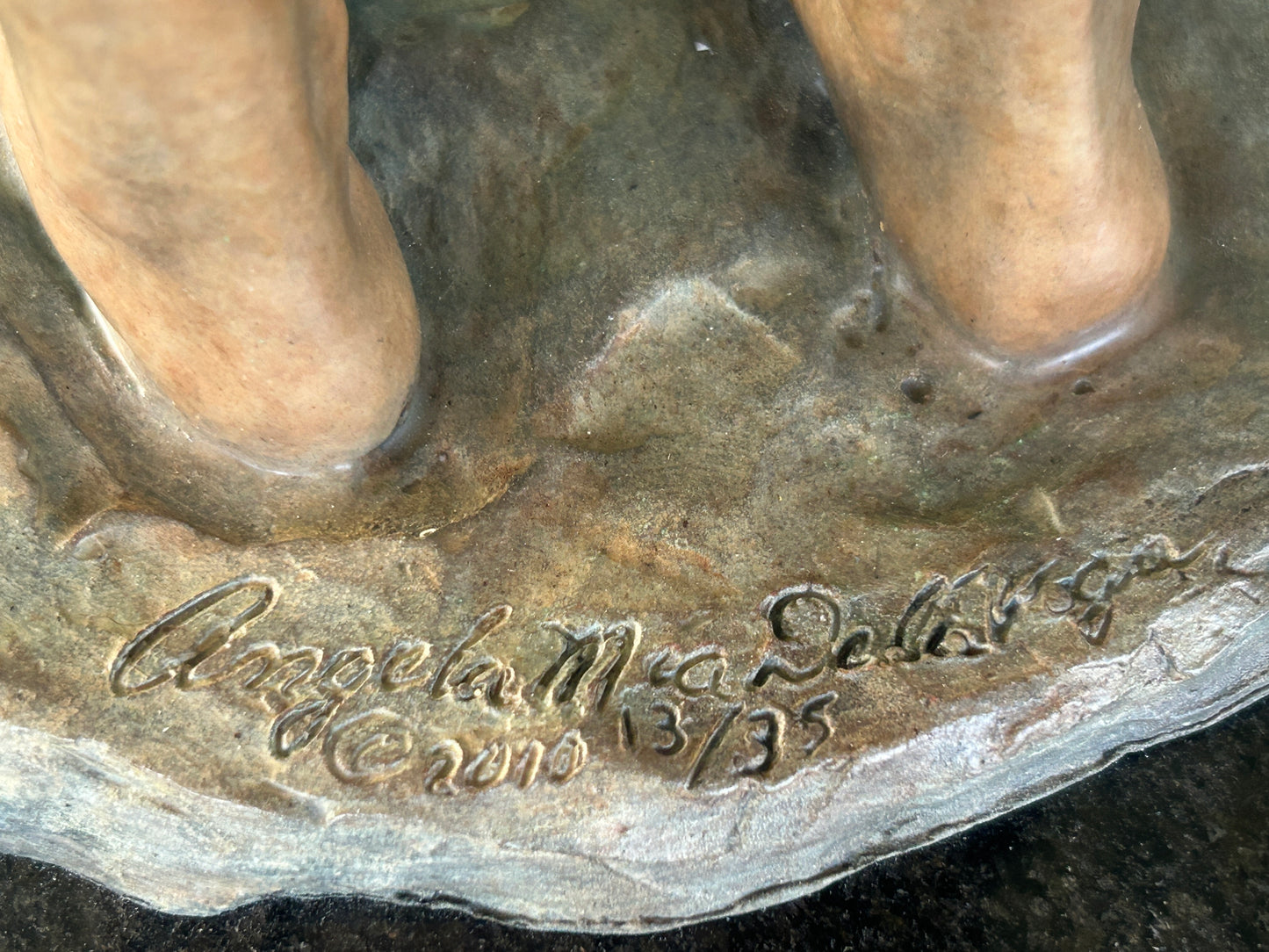 ANGELA MIA DE LA VEGA BRONZE SCULPTURE OF LITTLE GIRL