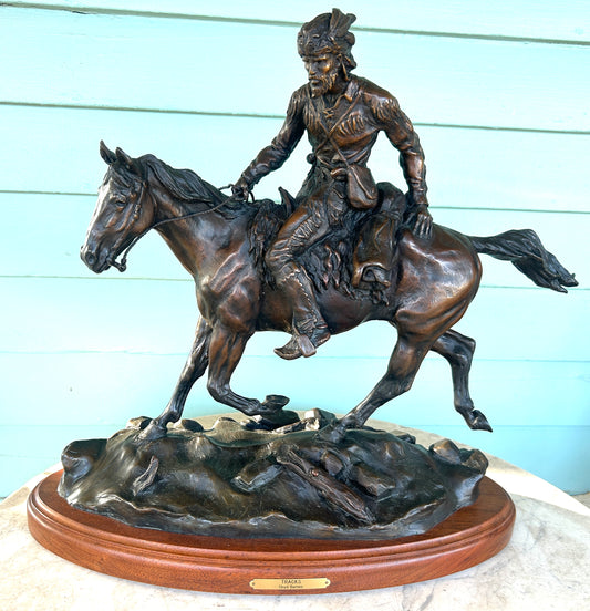 CLOYD BARNES BRONZE SCULPTURE OF FUR TRAPPER