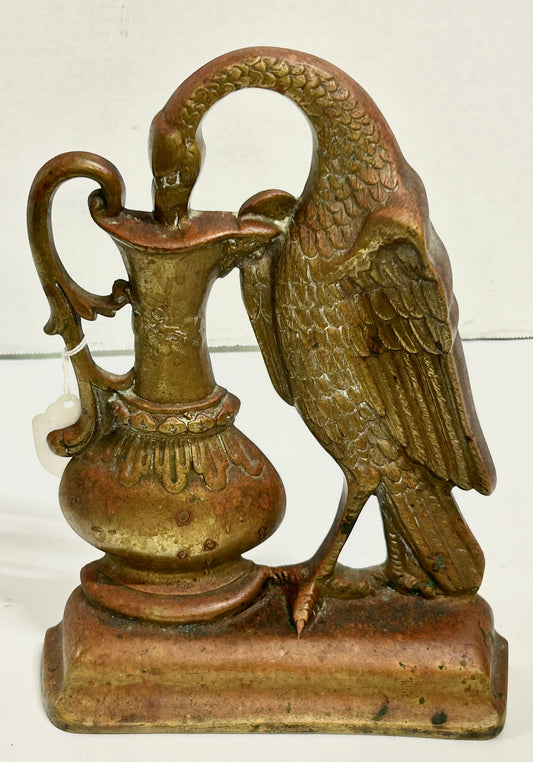 ANTIQUE DOORSTOP OF BRONZE EGRET BIRD