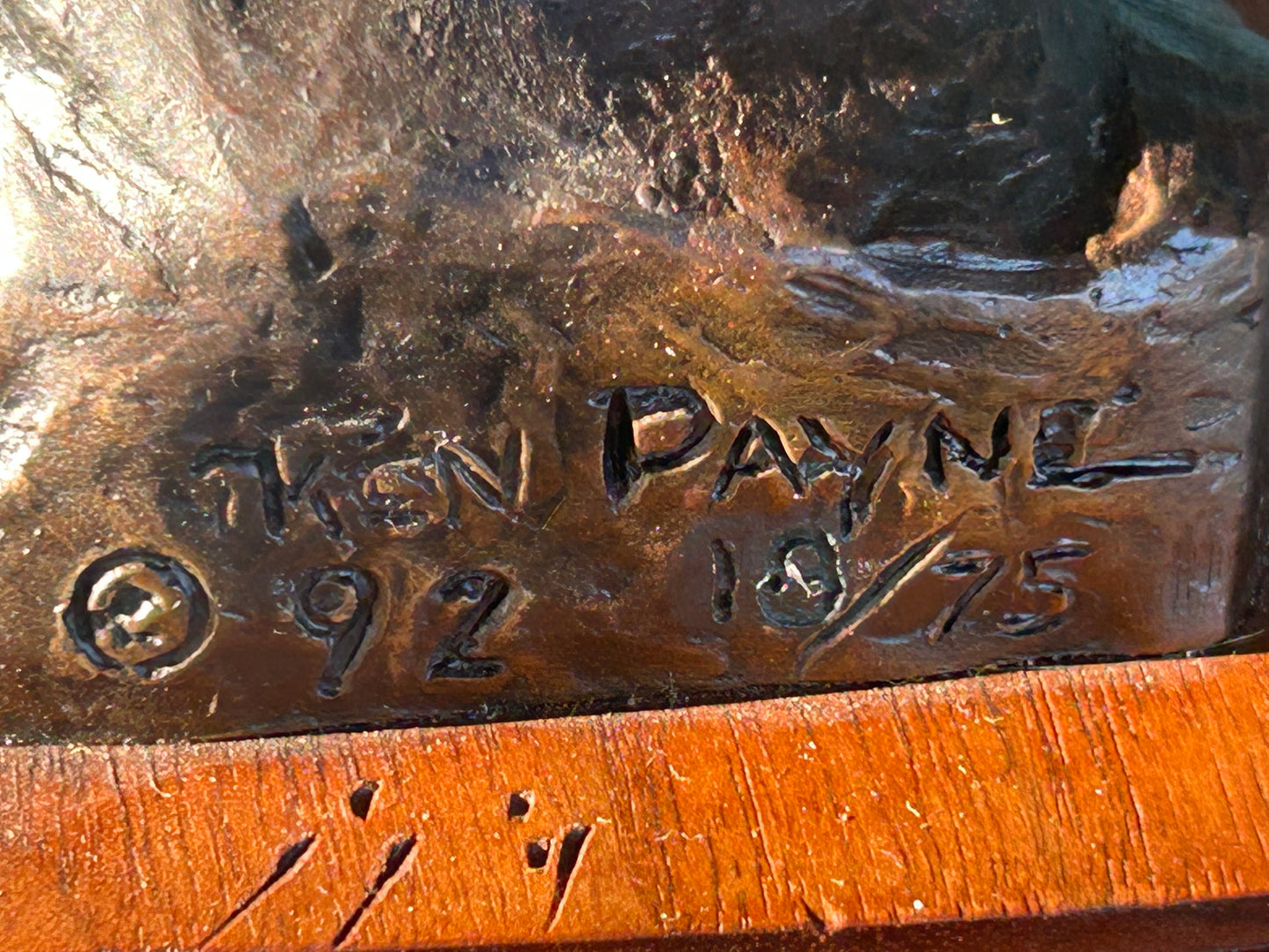 KEN PAYNE BRONZE SCULPTURE OF NATIVE AMERICAN ON HORSE AND THREE WOLVES