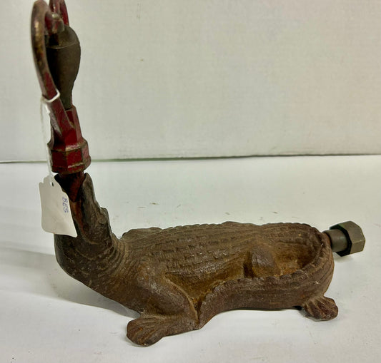 CAST IRON FIGURAL ALLIGATOR LAWN SPRINKLER