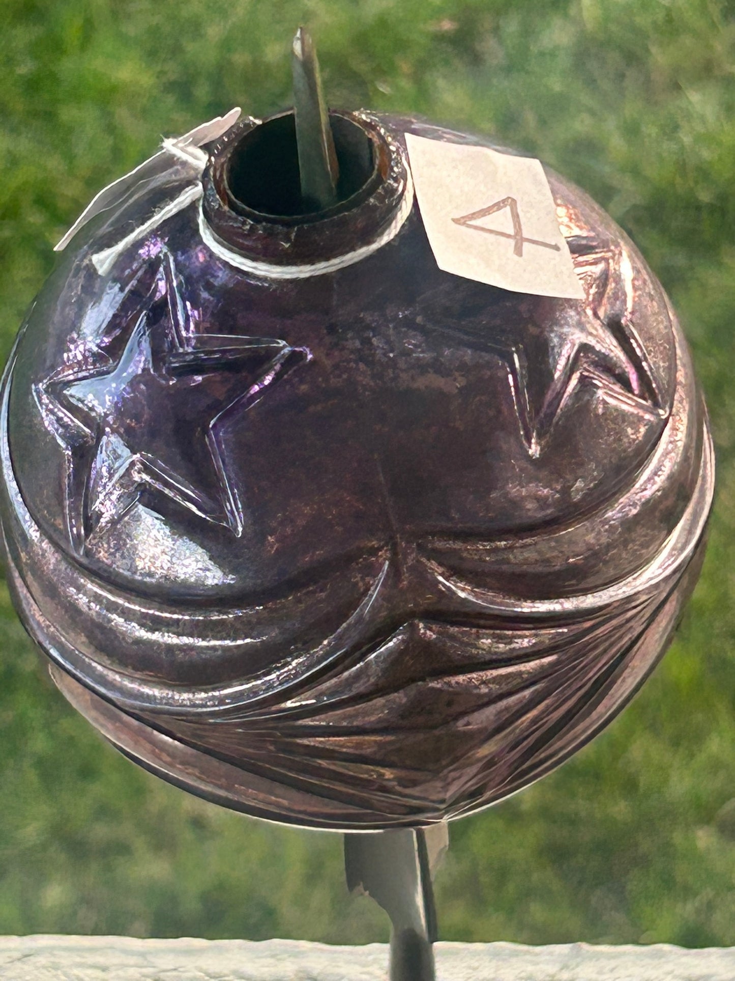 LIGHTNING ROD PURPLE MERCURY GLASS MOON AND STAR GLOBE