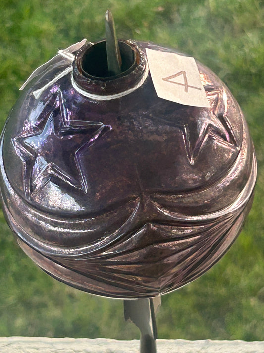 LIGHTNING ROD PURPLE MERCURY GLASS MOON AND STAR GLOBE