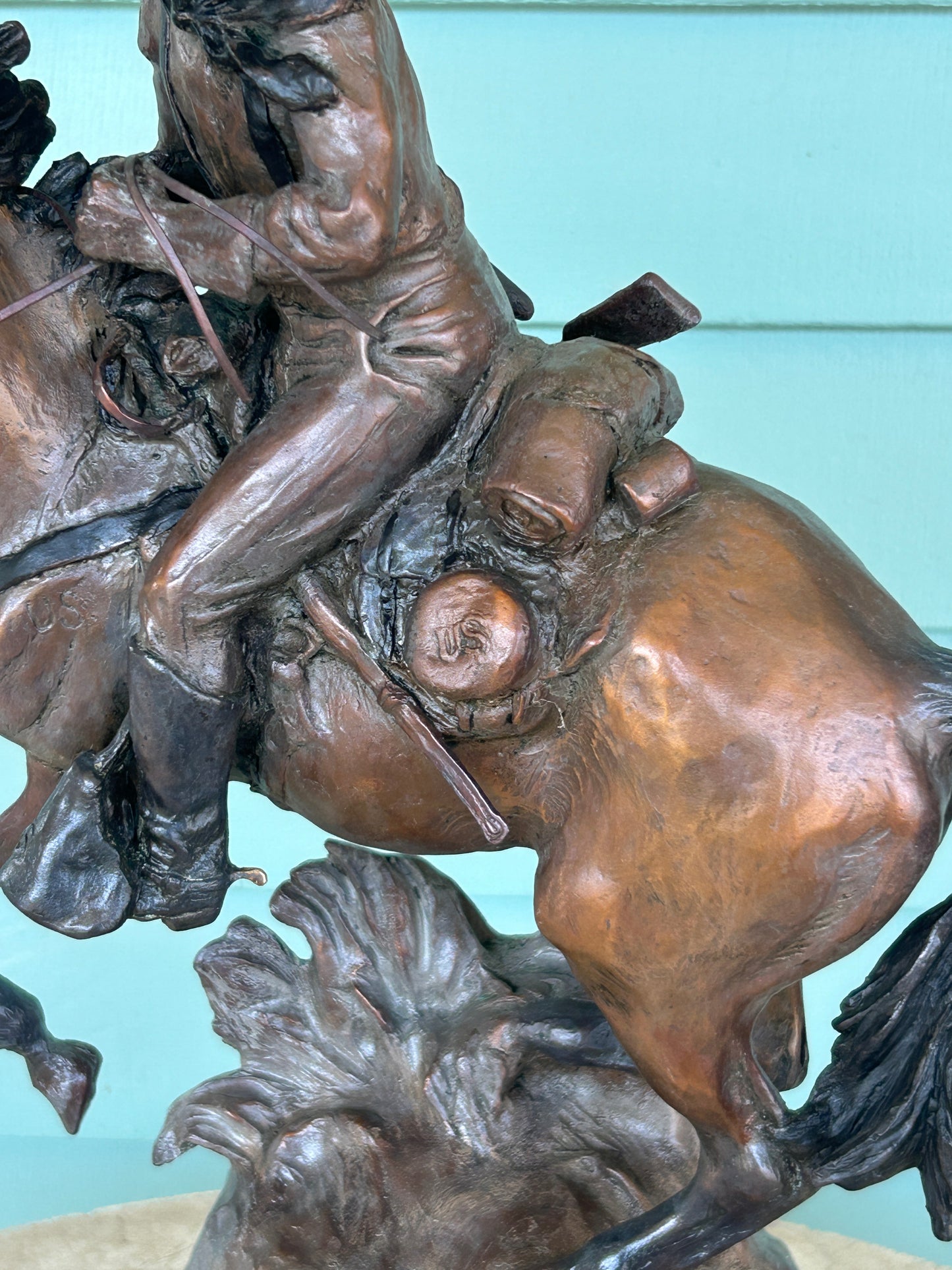 MARIANNE CAROSELLI OF TEXAS BRONZE SCULPTURE SOLDIER ON HORSEBACK