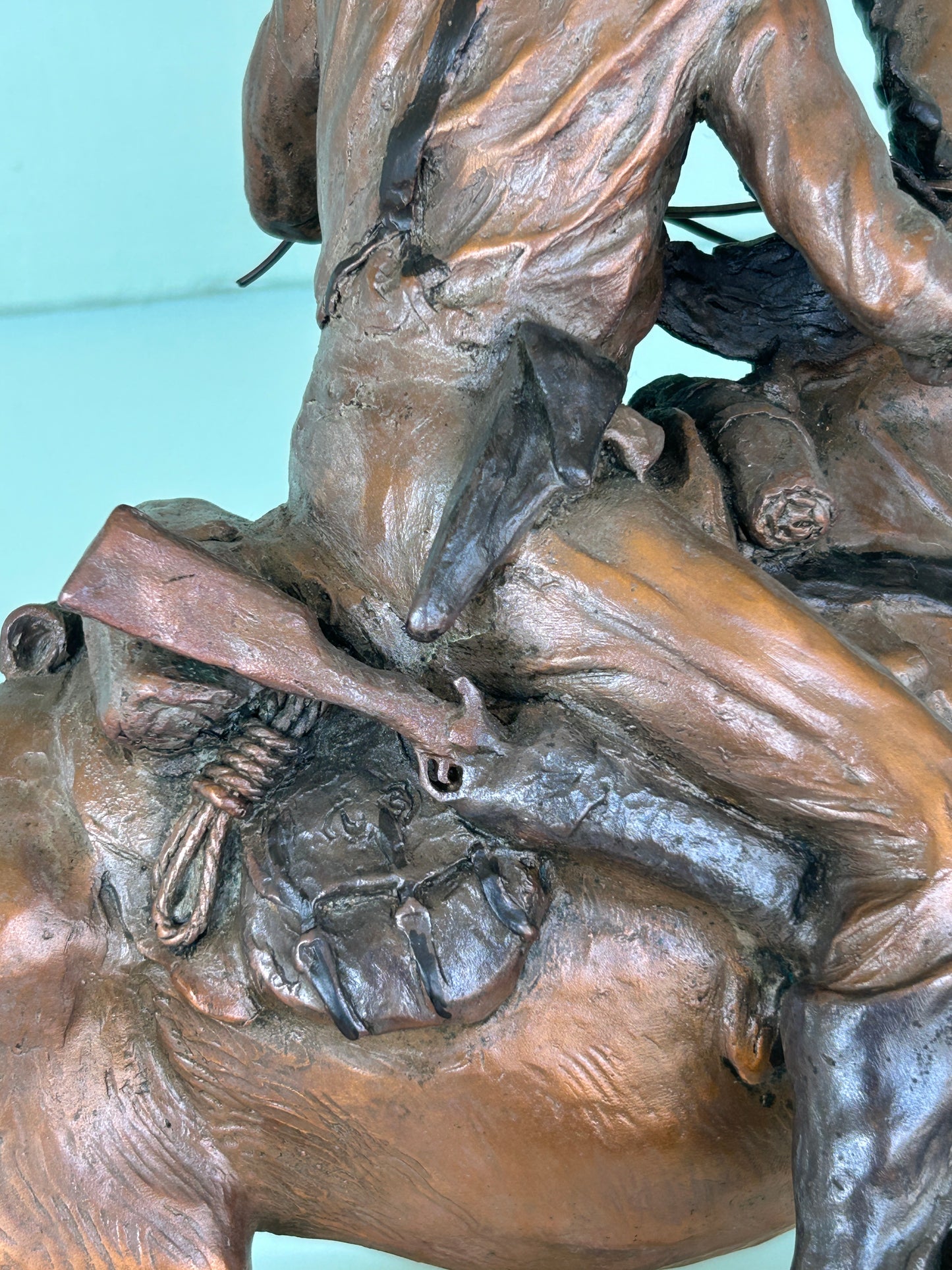 MARIANNE CAROSELLI OF TEXAS BRONZE SCULPTURE SOLDIER ON HORSEBACK