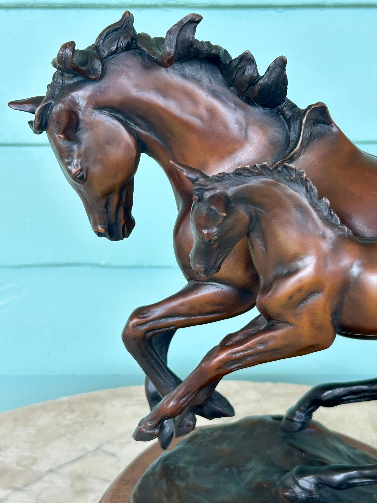 CAMMIE LUNDEEN. COLORADO BRONZE SCULPTURE OF HORSE AND COLT