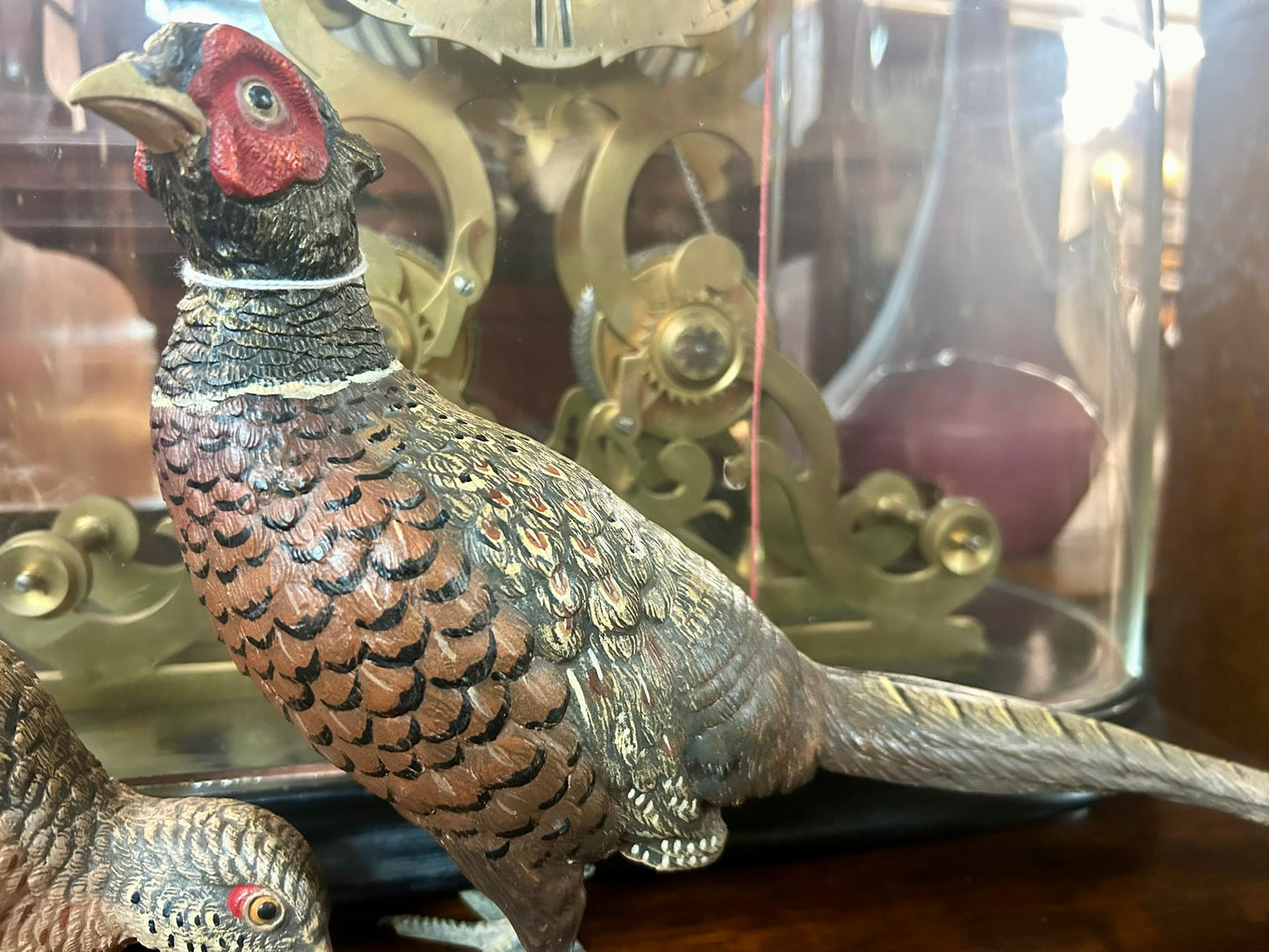 PAIR OF VIENNA BRONZE COLD PAINTED PHEASANTS