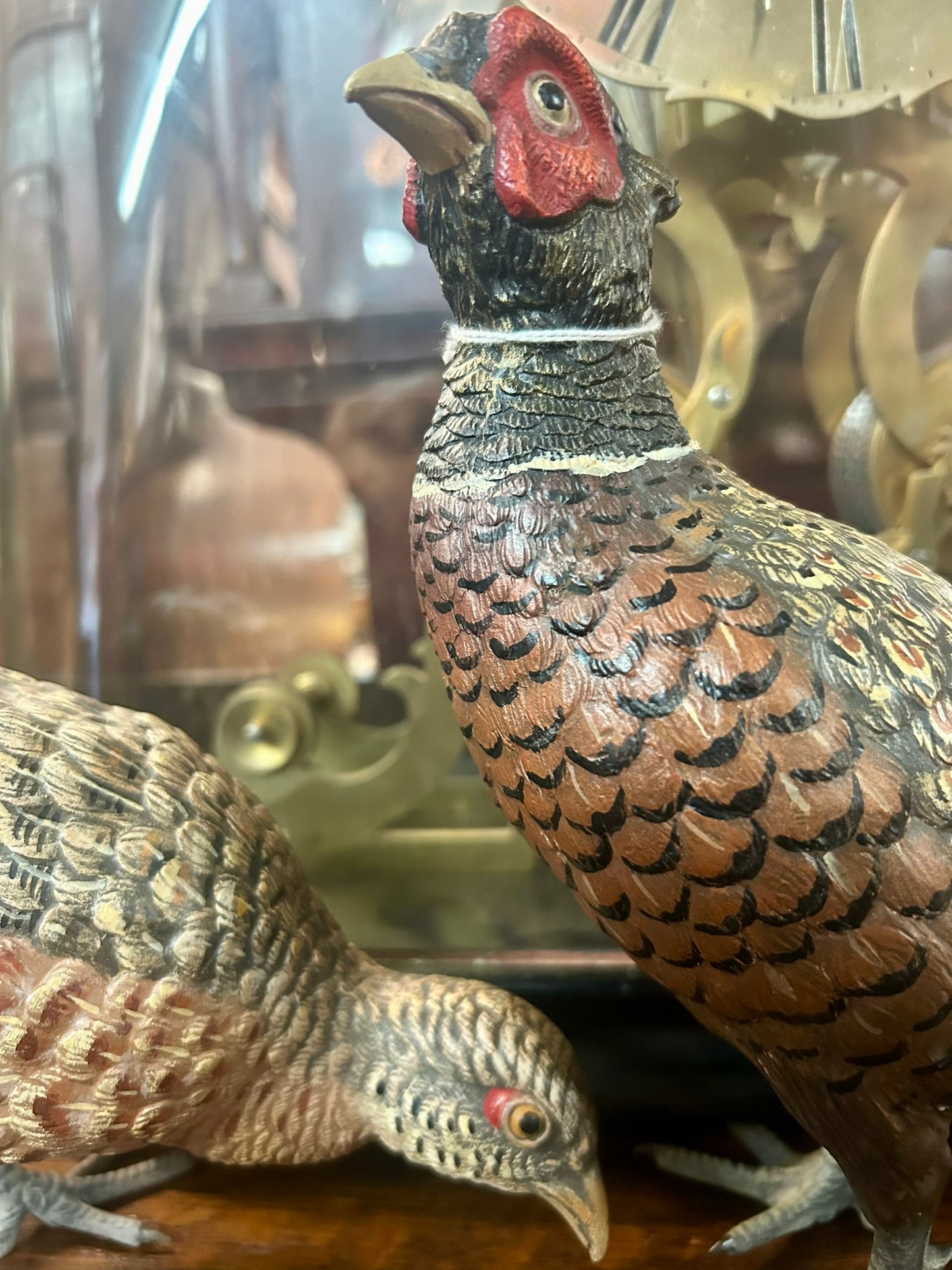 PAIR OF VIENNA BRONZE COLD PAINTED PHEASANTS