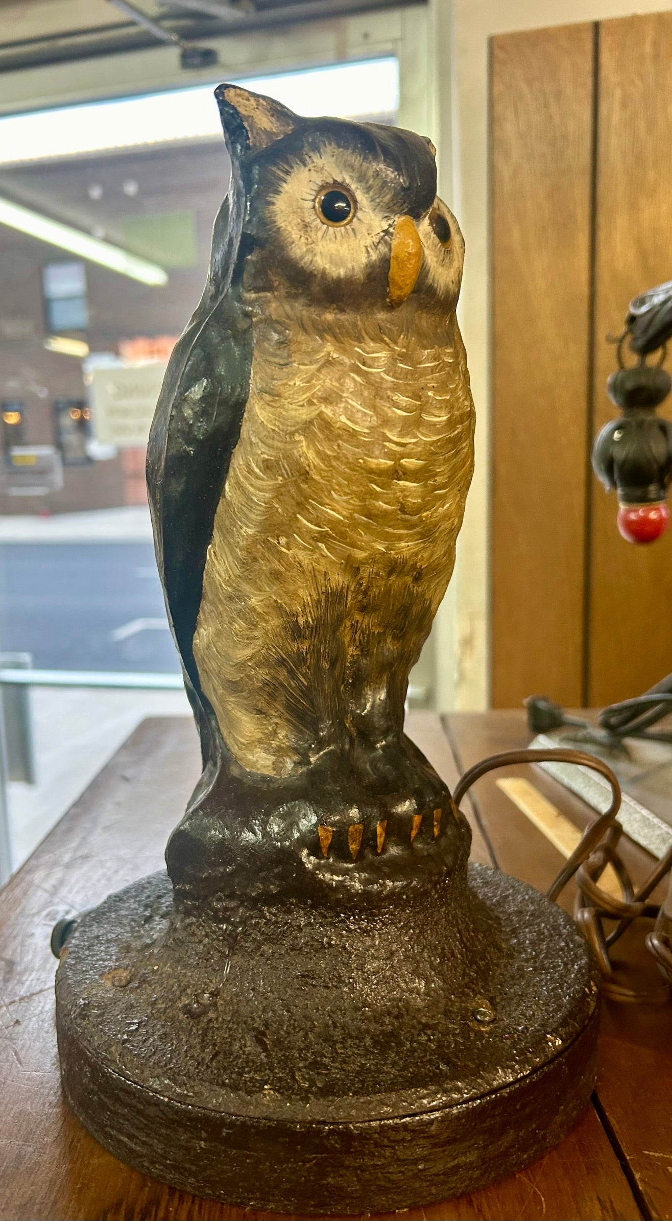 RARE FIGURAL OWL RADIO LAMP AND ANTENNA