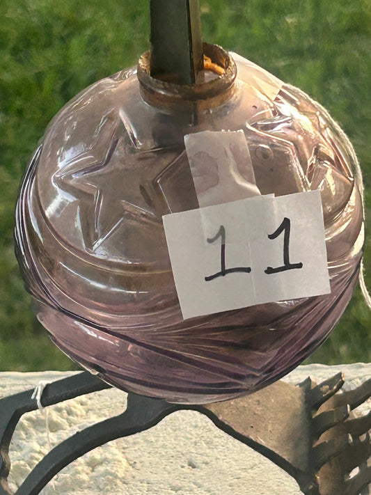 ANTIQUE LIGHTNING ROD BALL PURPLE GLASS MOON AND STAR