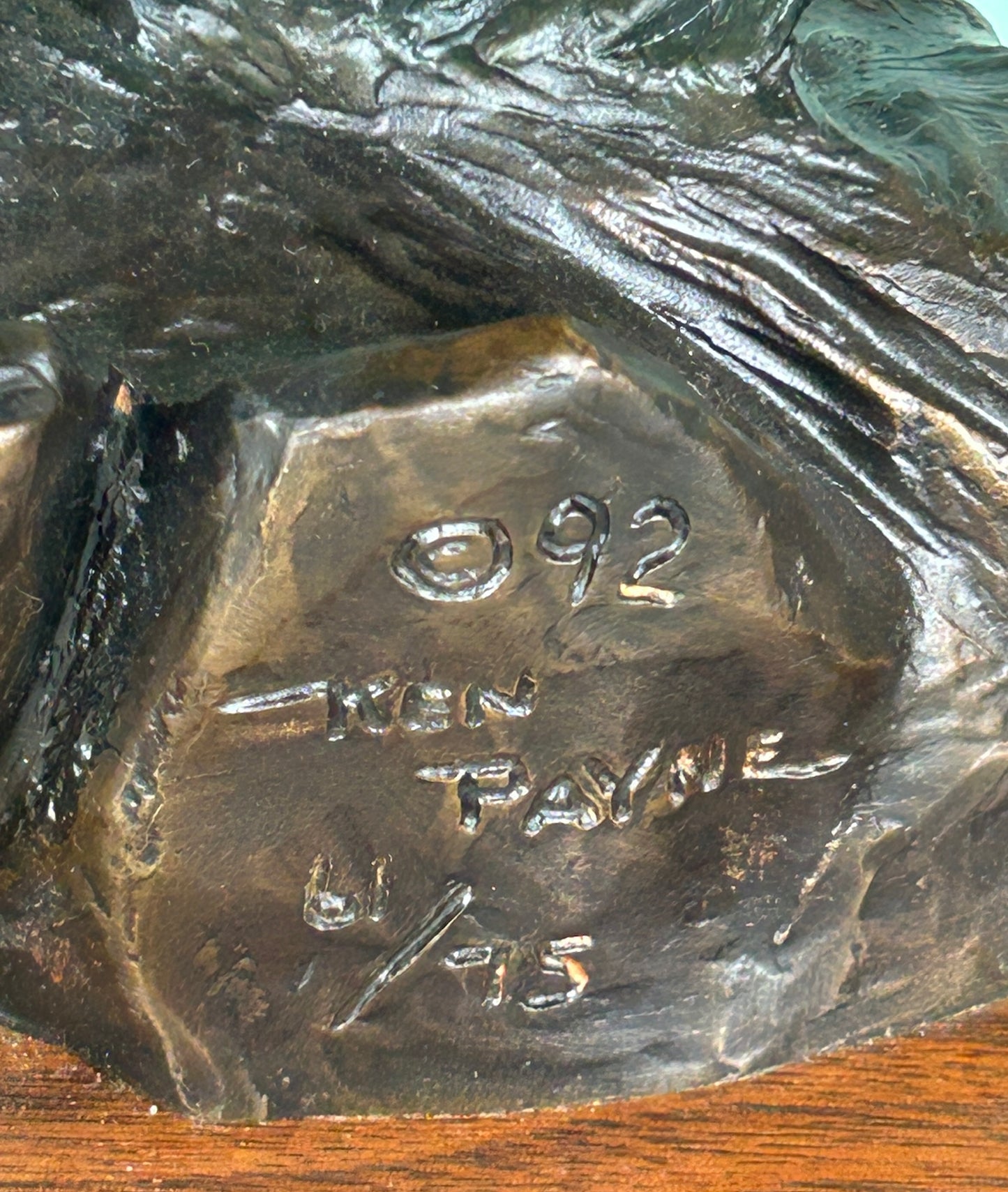 KEN PAYNE BORN 1938 OF NEW MEXICO & ARIZONA BRONZE SCULPTURE OF LAWMAN ON HORSE