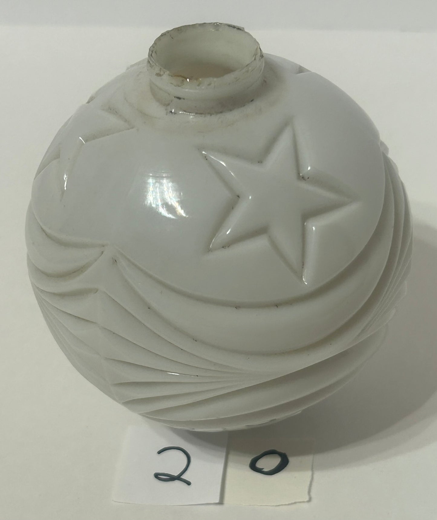 LIGHTNING ROD MOON AND STAR MILK GLASS INSULATOR BALL