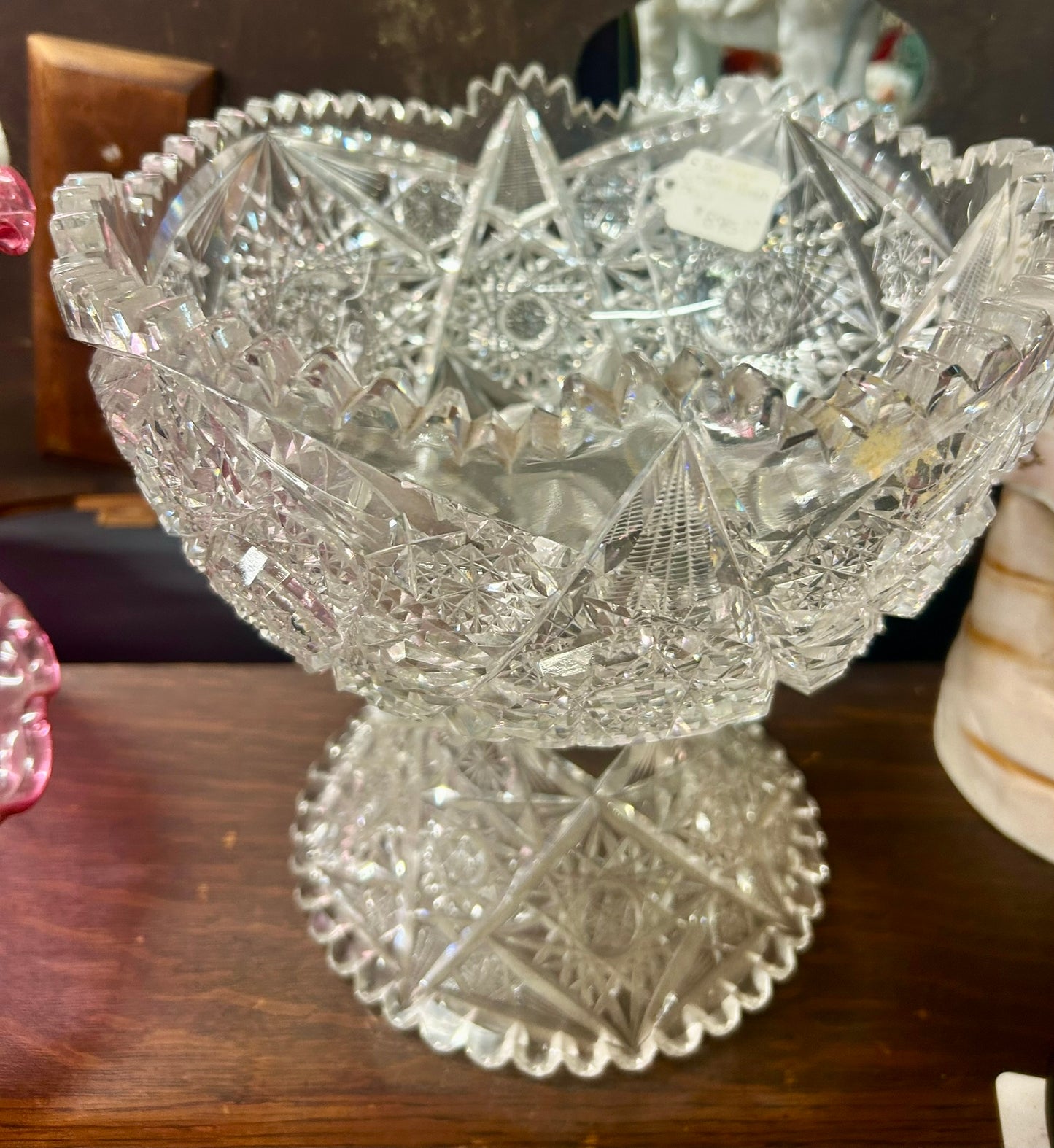 ANTIQUE CUT GLASS PUNCH BOWL