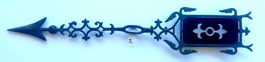 ANTIQUE WEATHER VANE ARROW WITH RUBY GLASS FLEUR DE LIS DESIGN