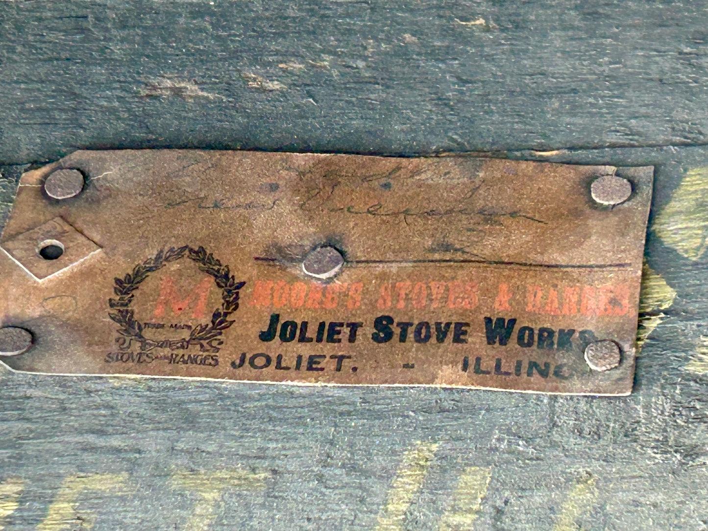 MOORE STOVE ANTIQUE ADVERTISING SIDEWALK WOODEN DOUBLE SIGN