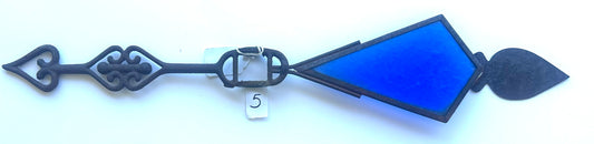 ANTIQUE LIGHTNING ROD ARROW WITH BLUE GLASS "KITE" TAIL