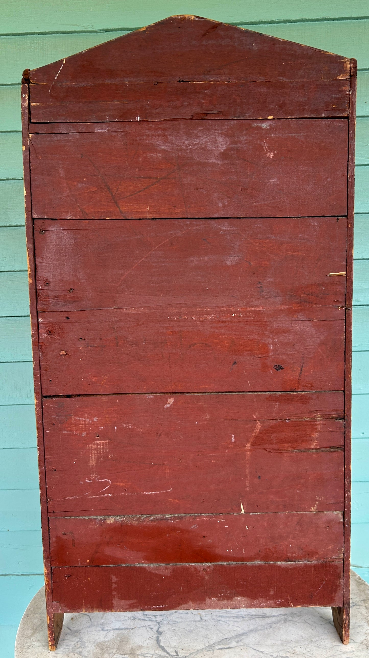 ANTIQUE ORIGINAL RED PAINT CHILDS DROP FRONT TOY CUPBOARD