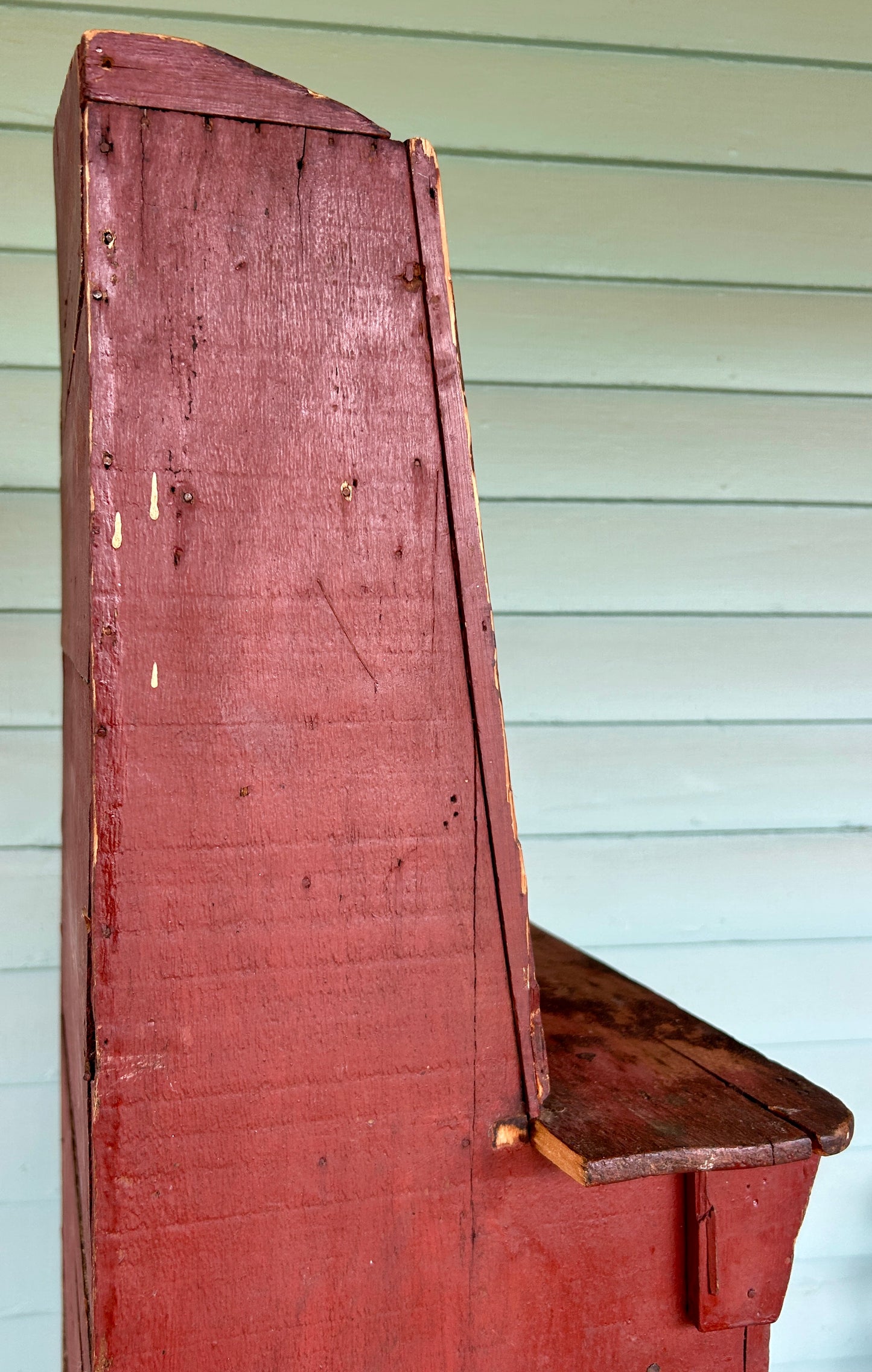 ANTIQUE ORIGINAL RED PAINT CHILDS DROP FRONT TOY CUPBOARD