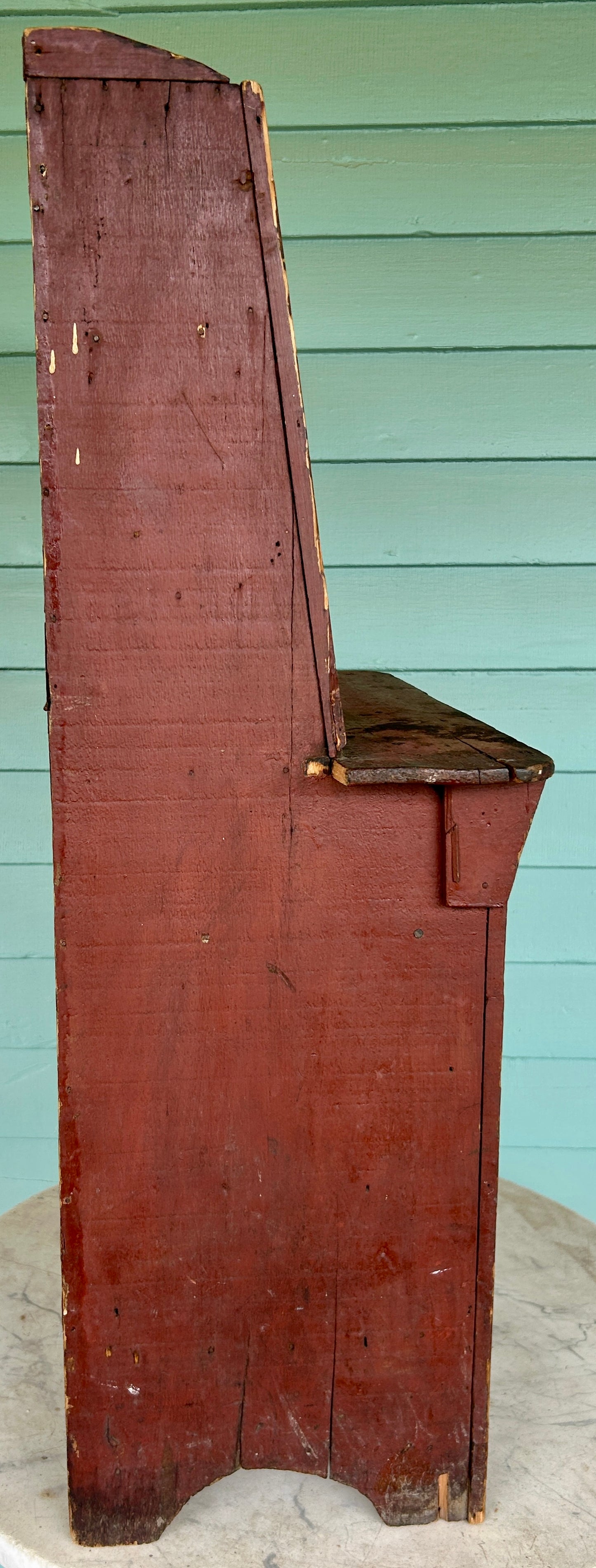 ANTIQUE ORIGINAL RED PAINT CHILDS DROP FRONT TOY CUPBOARD