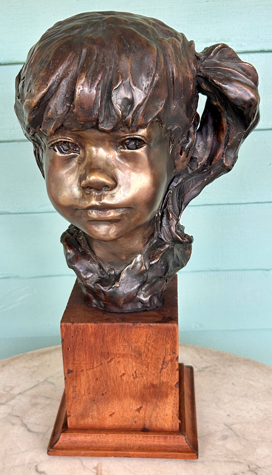 GLENNA GOODACRE BRONZE OF GIRL WITH PONY TAIL 1939-2020 NEW MEXICO & TEXAS