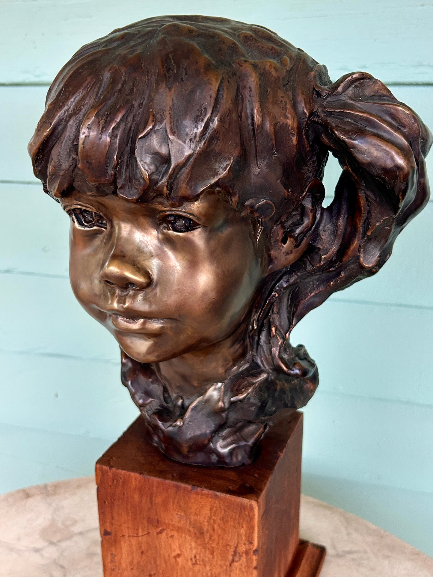 GLENNA GOODACRE BRONZE OF GIRL WITH PONY TAIL 1939-2020 NEW MEXICO & TEXAS