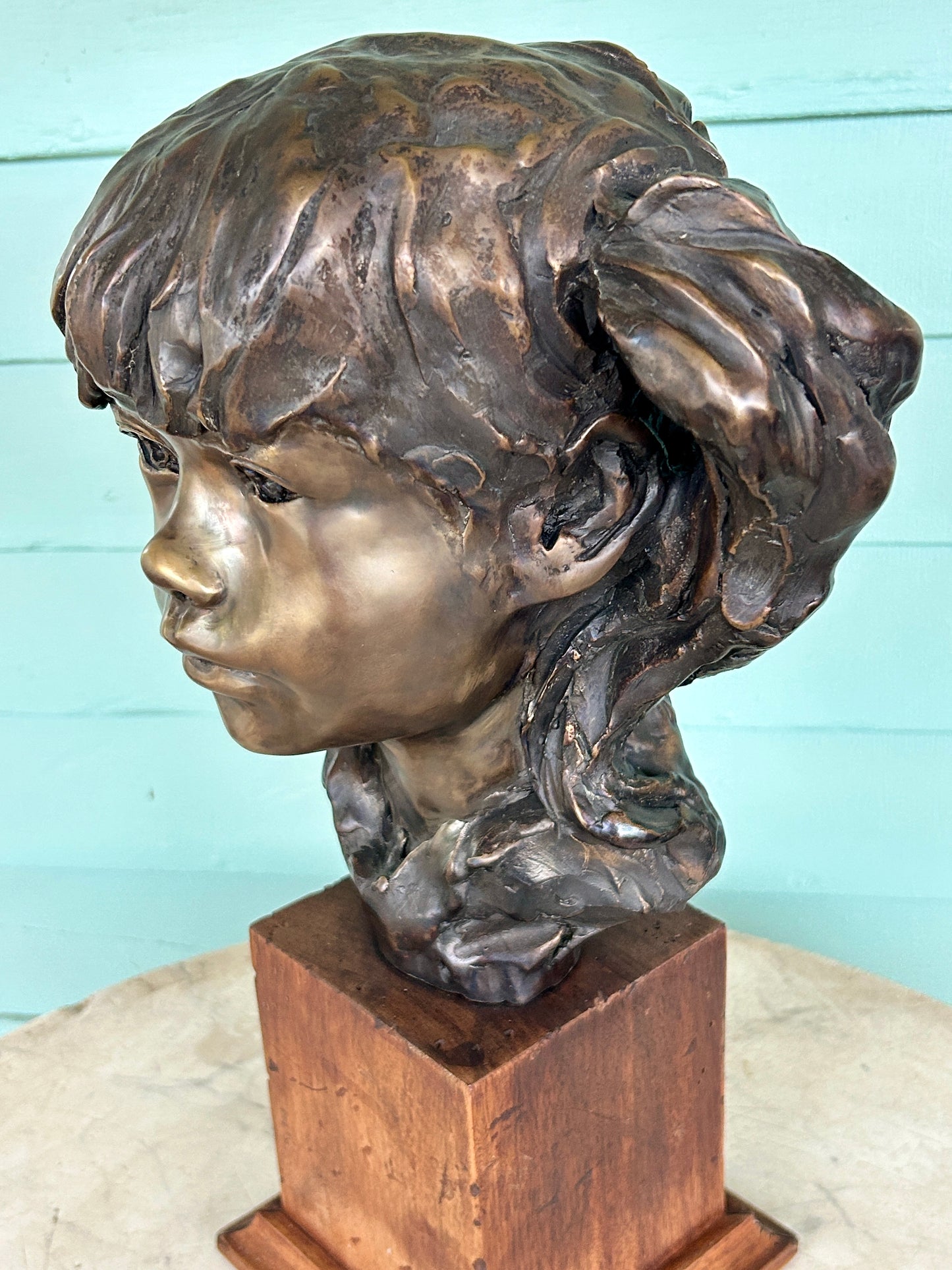 GLENNA GOODACRE BRONZE OF GIRL WITH PONY TAIL 1939-2020 NEW MEXICO & TEXAS