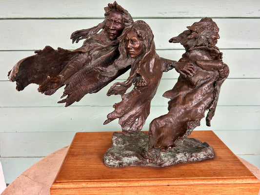 MARK HOPKINS COLORADO BRONZE ARTIST SCULPTURE OF NATIVE AMERICANS