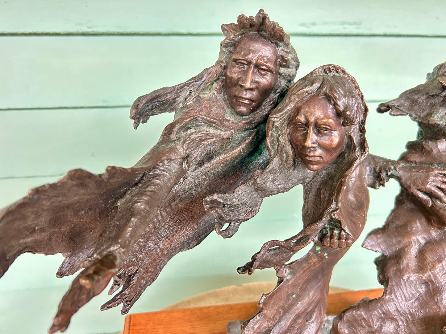 MARK HOPKINS COLORADO BRONZE ARTIST SCULPTURE OF NATIVE AMERICANS