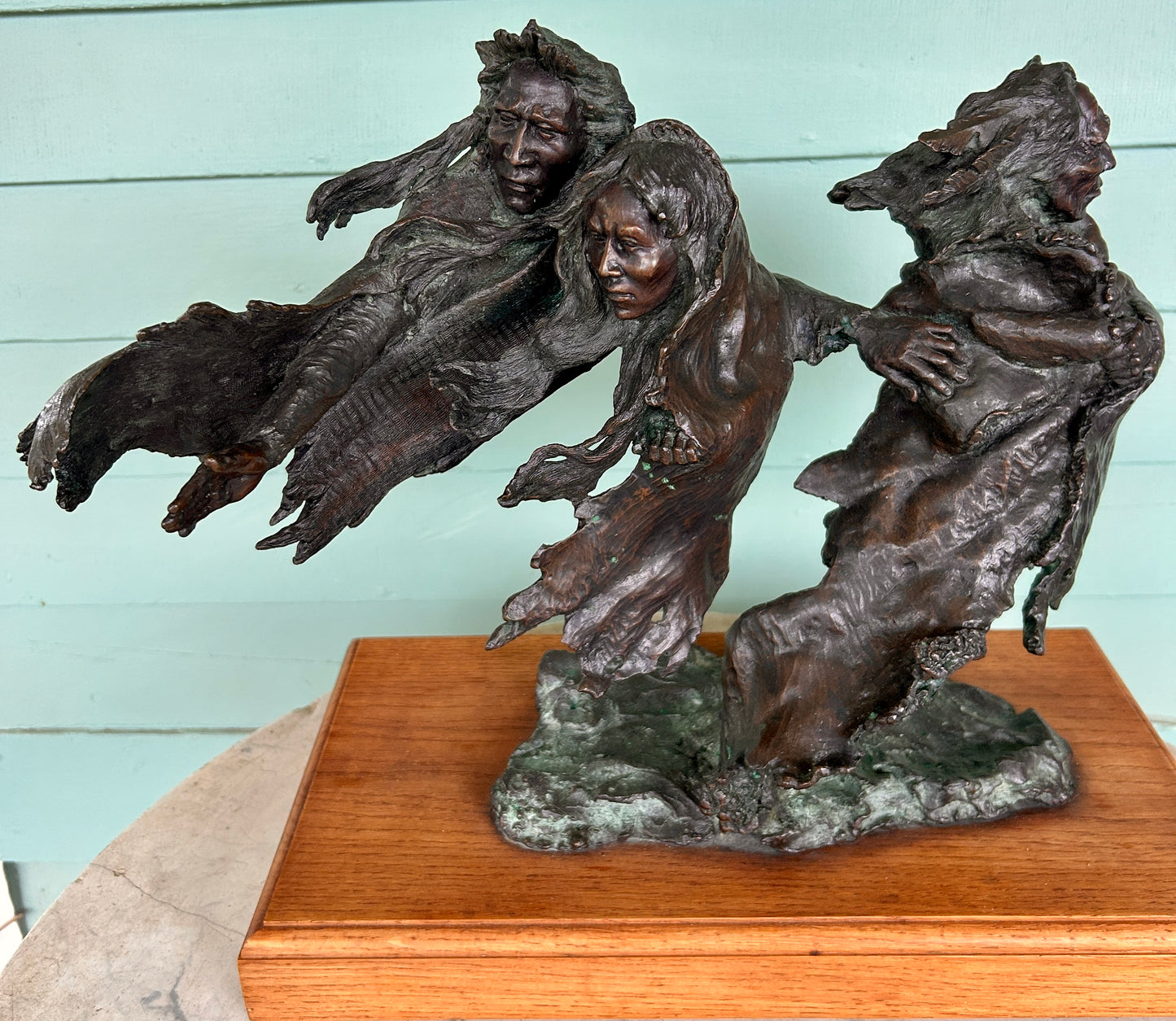MARK HOPKINS COLORADO BRONZE ARTIST SCULPTURE OF NATIVE AMERICANS