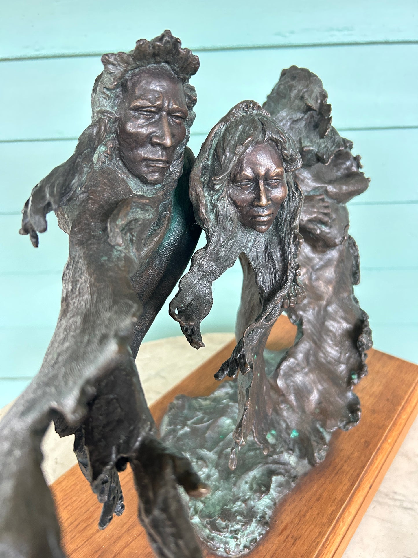 MARK HOPKINS COLORADO BRONZE ARTIST SCULPTURE OF NATIVE AMERICANS