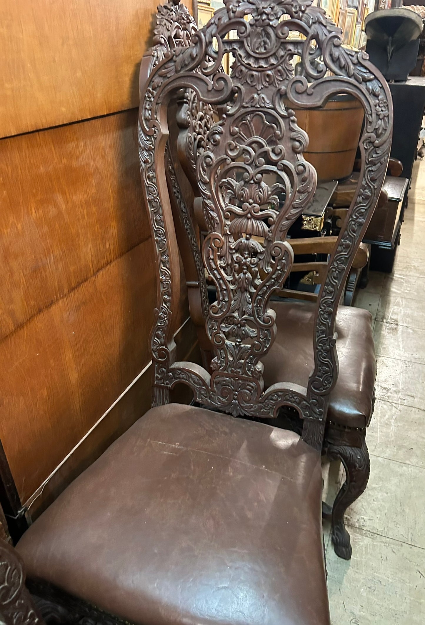 SET OF FOUR FANCY CARVED HIGH BACK LATE 1800's CHAIRS