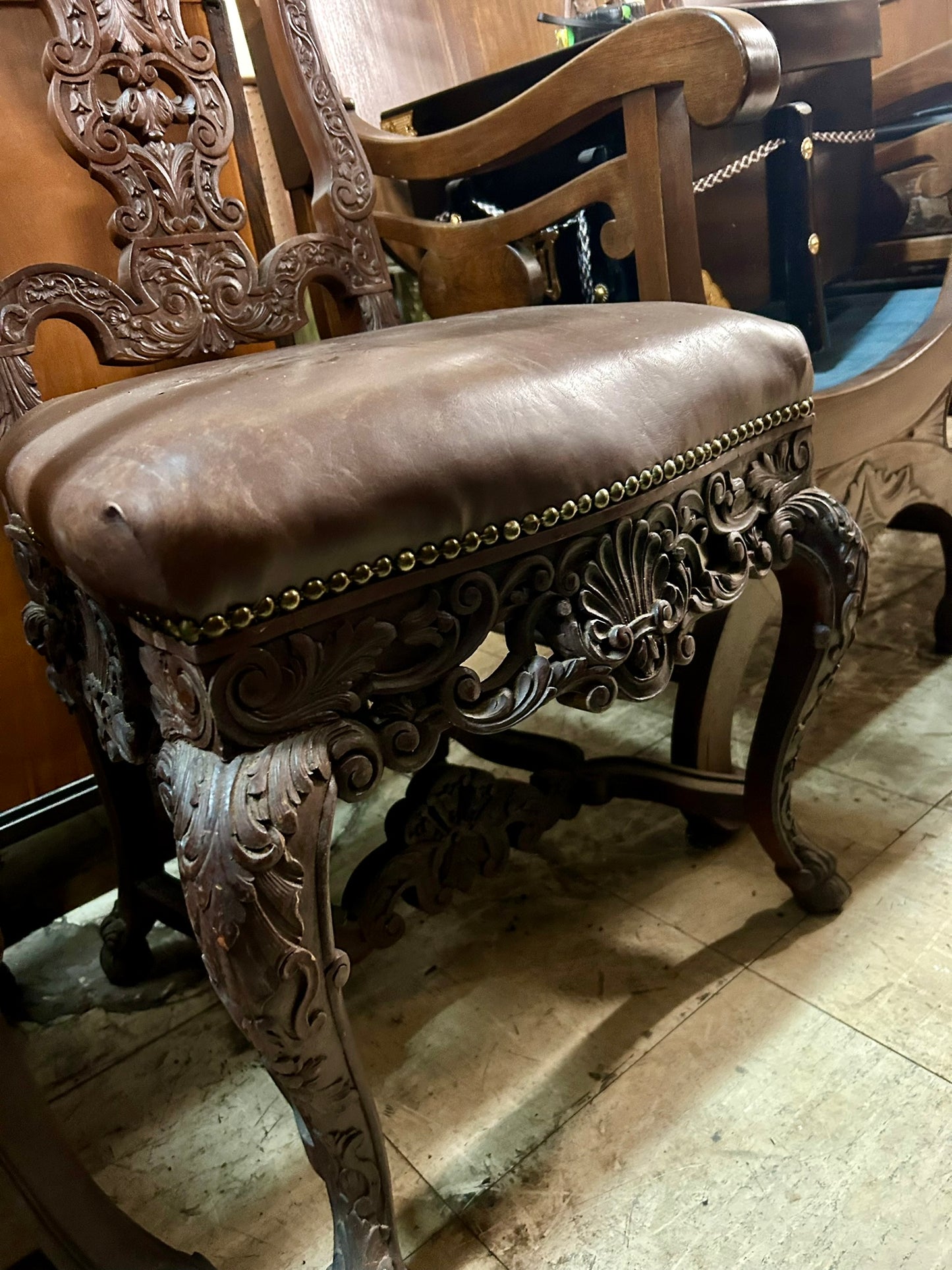 SET OF FOUR FANCY CARVED HIGH BACK LATE 1800's CHAIRS