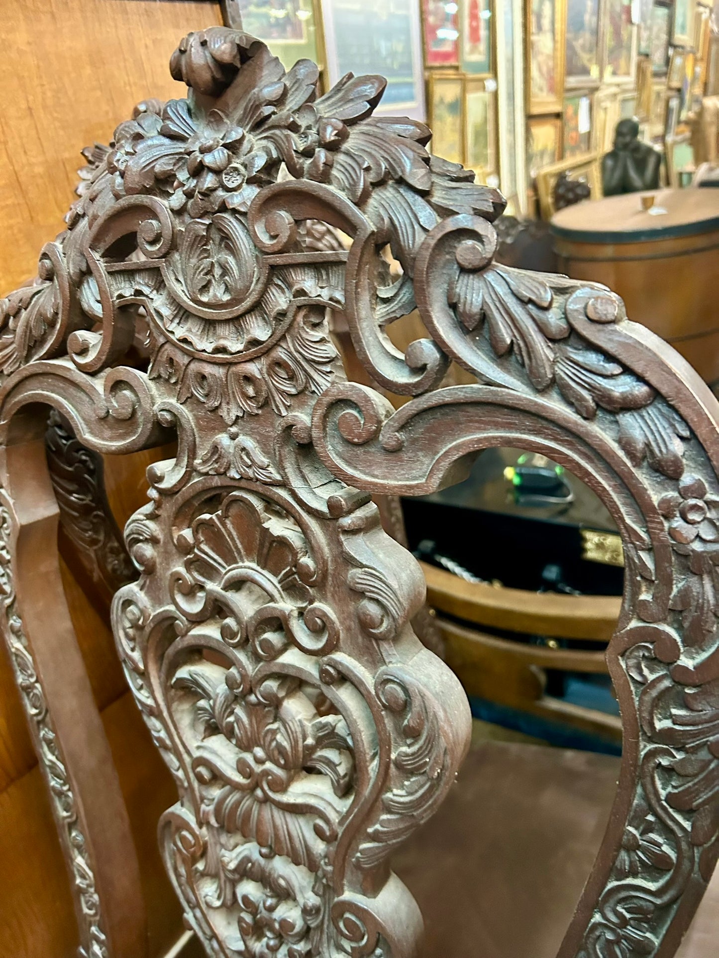 SET OF FOUR FANCY CARVED HIGH BACK LATE 1800's CHAIRS