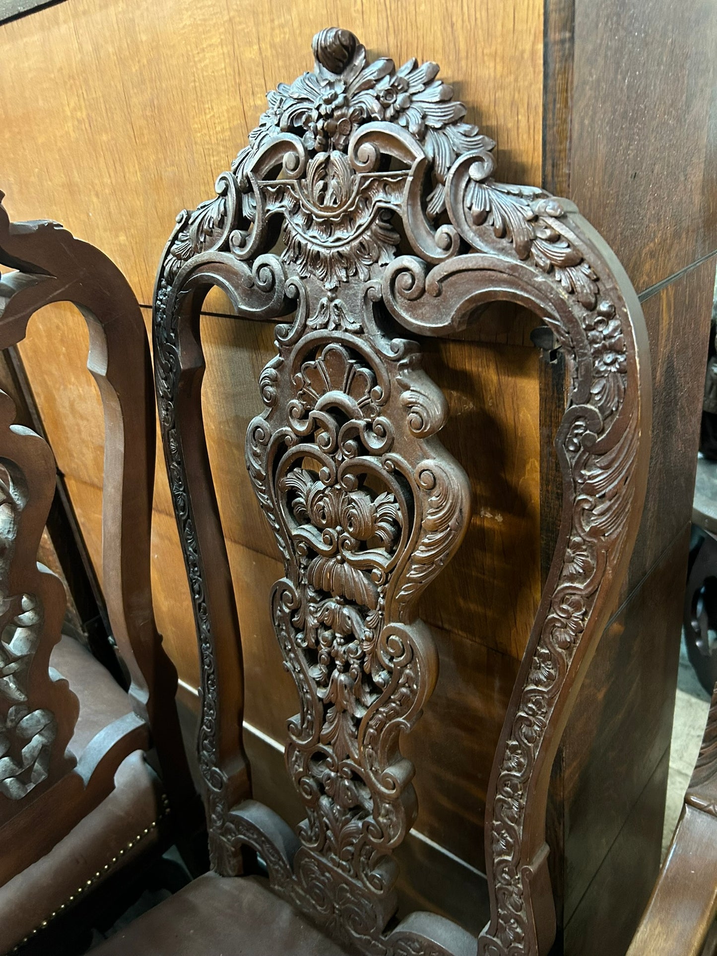 SET OF FOUR FANCY CARVED HIGH BACK LATE 1800's CHAIRS