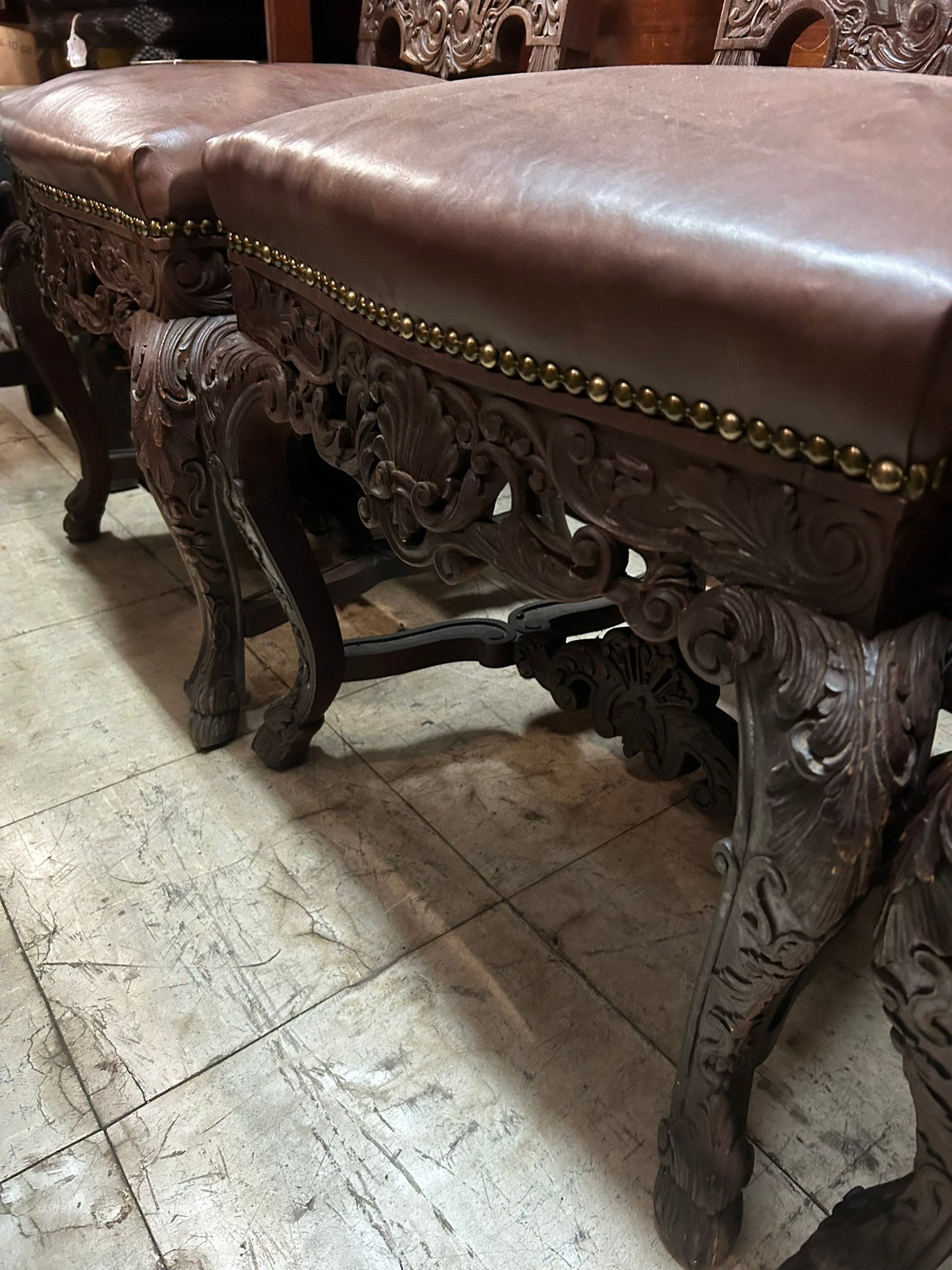 SET OF FOUR FANCY CARVED HIGH BACK LATE 1800's CHAIRS