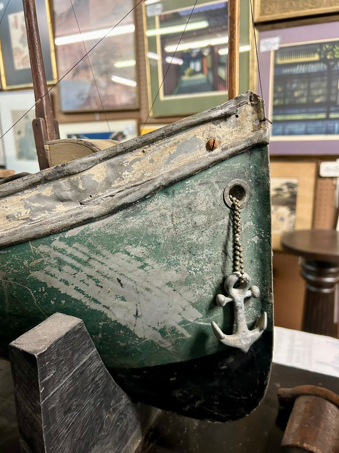 ANTIQUE TIN FOLK ART TUG BOAT