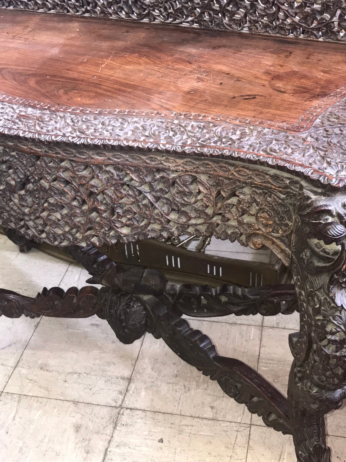 ASIAN CARVED TABLE, SIX CHAIRS. AND SERVER DISPLAYED AT COLUMBIAN WORLDS FAIR