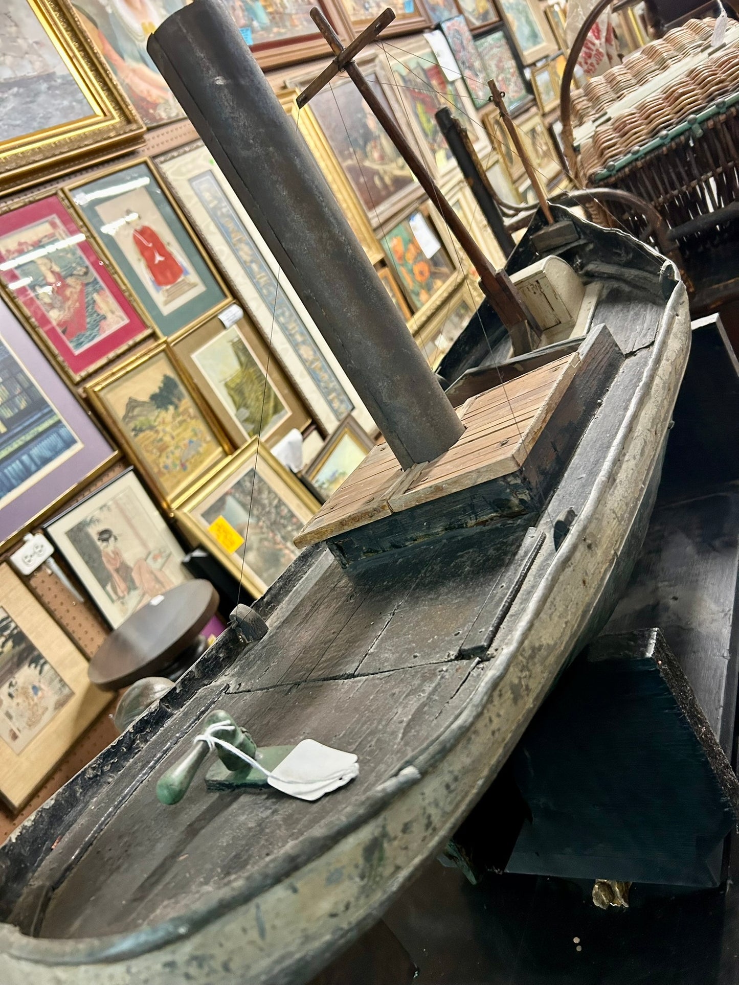 ANTIQUE TIN FOLK ART TUG BOAT