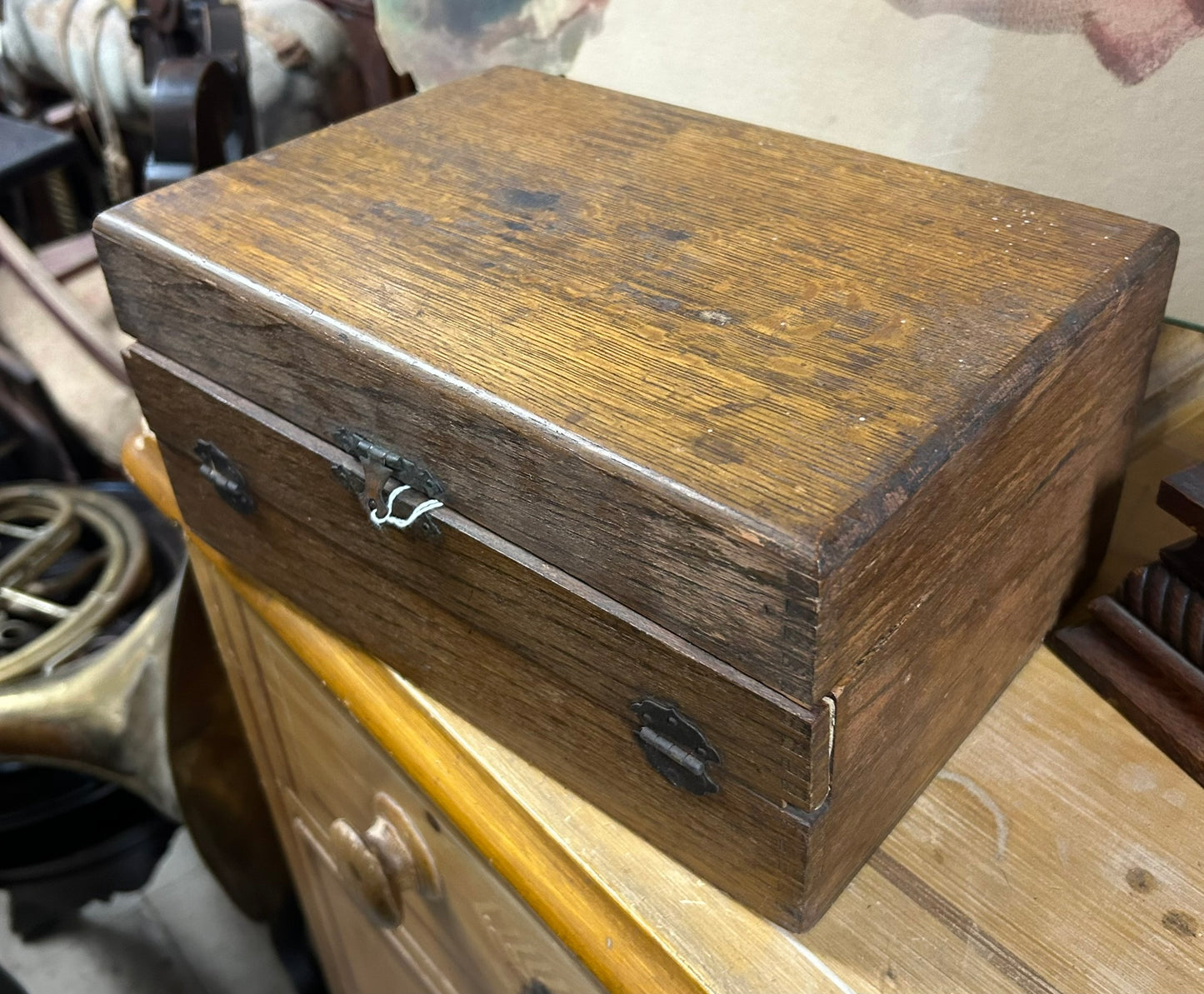 ANTIQUE ADVERTISING STORE SEED BOX WITH SEED PACKETS