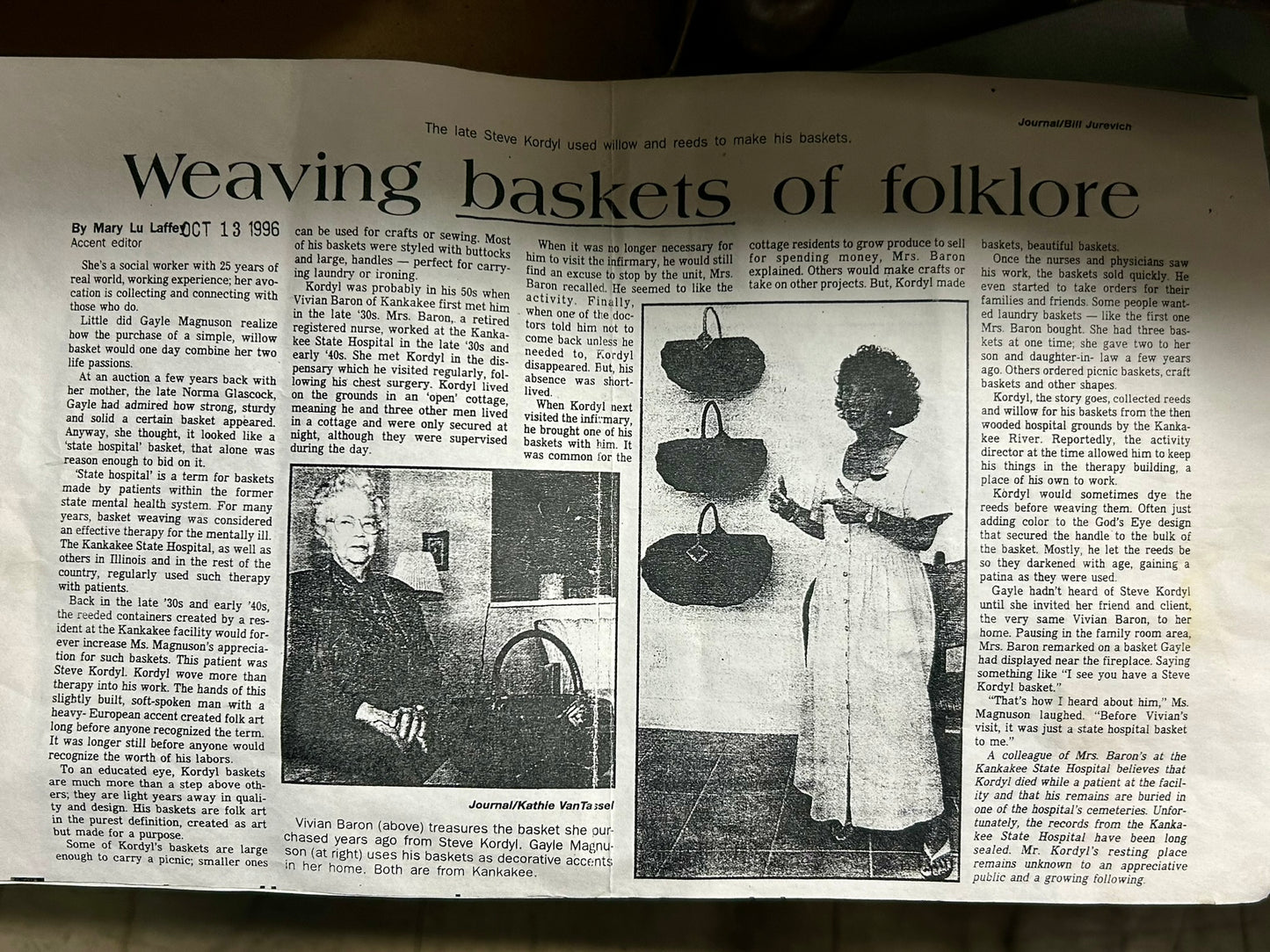 RARE KANKAKEE STATE HOSPITAL IN ILLINOIS BASKET MADE BY STEVE KORDYL